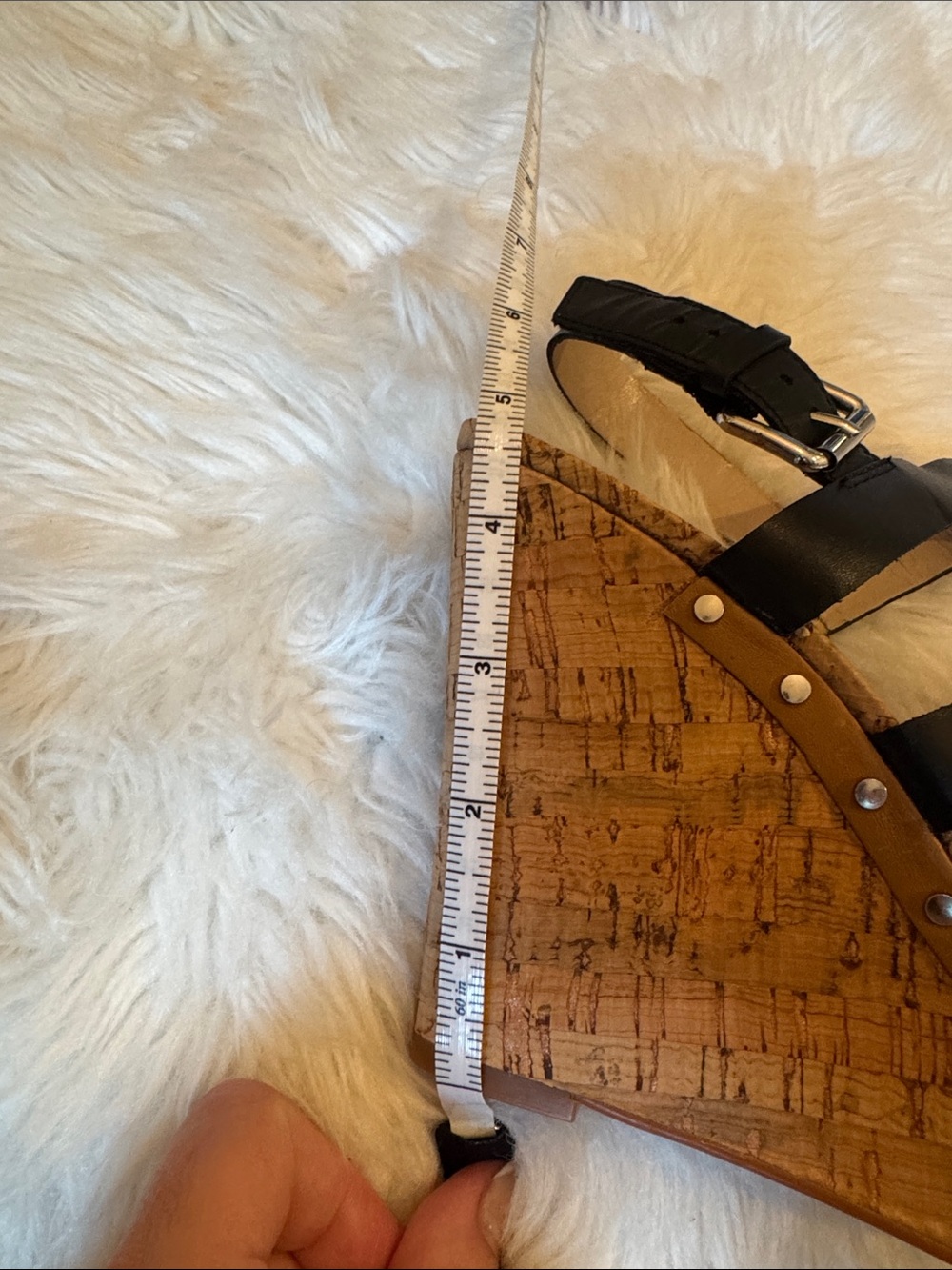 VGUC Size 8.5 French Connection Black Multi-Strap Dion Cork Wedge Sandals! - Picture 14 of 15